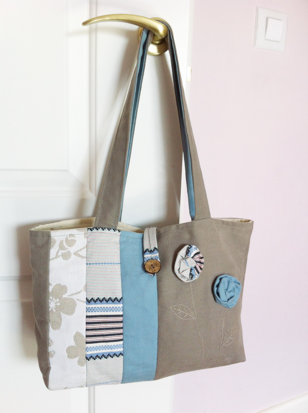 Bolso 3 Telas Flores - Estela y Papel - Regalos creativos hechos a mano